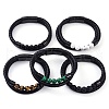 Mixed Stone Round Bead Leather Cord Multi-strand Bracelets BJEW-A009-10EB-1