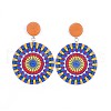 Dyed Printed Wooden Dangle Stud Earrings EJEW-JE03222-2