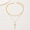 Fashionable Iron & Clear Glass Rhinestone Double-Layer Cross Pendant Necklaces for Women XJ4228-5