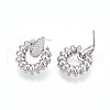 Brass Micro Pave Cubic Zirconia Stud Earrings KK-T074-45P-3
