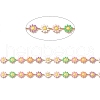 Ion Plating(IP) 304 Stainless Steel Daisy Flower Link Chains with Enamel AJEW-J035-03G-13-2