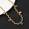 304 Stainless Steel Rope Chain Colorful Cubic Zirconia Tassel Necklaces for Women NJEW-V015-01G-C-5