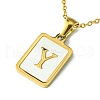 Ion Plating(IP) Rectangle with Initial Letter 304 Stainless Steel Pendant Necklace NJEW-R265-04G-Y-1