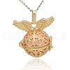 Golden Tone Brass Hollow Round Cage Pendants KK-J234-07G-1