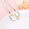 2Pcs Mother's Day Sunflower Heart Alloy Crystal Rhinestone Mother and Daughter Pendant Necklaces FS-WGEE931-01-2