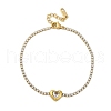 304 Stainless Steel Cubic Zirconia Link Chain Bracelets for Women NJEW-Z067-01G-02-4