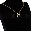 Golden Brass Micro Pave Cubic Zirconia Initial Pendants Necklaces NJEW-S069-JN002-H-2