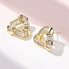 Triangle Brass Micro Pave Clear Cubic Zirconia Stud Earrings EJEW-F373-01G-1