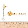 Rhombus 304 Stainless Steel Plastic Imitation Pearl Tassel Stud Earrings EJEW-M101-01G-3