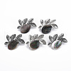 Natural Black Lip Shell Oval with Leaf Brooch PALLOY-Q438-001B-RS-5