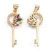 Brass Micro Pave Clear Cubic Zirconia Beads Pendant ZIRC-M114-19G-2