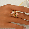 Brass Micro Pave Cubic Zirconia Finger Rings for Women JL0610-4-3