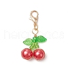 Cherry Copper Wire Wrapped Glass Pearl Pendant Decorations HJEW-JM03024-01-4