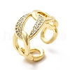 Clear Cubic Zirconia Curb Chain Shape Open Cuff Ring KK-H439-35G-1