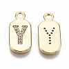 Brass Micro Pave Clear Cubic Zirconia Pendants KK-S360-052Y-NF-2