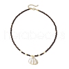 4Pcs 4 Styles Electroplated Natural Shell Pendant Necklaces NJEW-JN05221-3