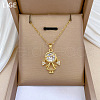 Brass Pave Clear Cubic Zirconia Girl Pendant Necklaces FS-WG30BB7-01-2