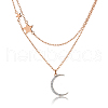 925 Sterling Silver Double Layer Cable Chain Moon Star Pendant Necklaces for Women UA7696-2-1