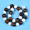 Natural Tiger Eye Round & Natural Cultured Freshwater Pearl Grooved Potato Beads Strands PEAR-N019-10-3