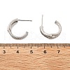 C-Shaped Brass Micro Pave Cubic Zirconia Stud Earrings for Women EJEW-G428-21P-01-5