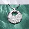 Flat Round 304 Stainless Steel Pendant Necklaces NJEW-M096-05P-4