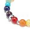 5Pcs 5 Style Natural & Synthetic Mixed Gemstone Round Beaded Stretch Bracelets Set with Alloy Tube Bails BJEW-JB08920-5
