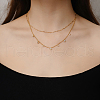 Light Luxury Stainless Steel Pave Clear Cubic Zirconia Flat Round Tassel Double Layer Necklaces for Women Daily Wear HJ1929-2-3