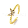 Butterfly Brass Glass Open Cuff Ring for Women RJEW-U003-20G-1