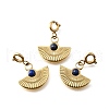 304 Stainless Steel Pave Natural Lapis Lazuli Fan Pendant Decoration STAS-H202-05G-1