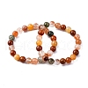 Natural Red Quartz Round Beaded Stretch Bracelets for Men Women BJEW-G743-01D-4