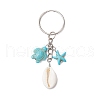 Synthetic Turquoise with Natural Mixed Cowrie Shell Keychain KEYC-JKC01265-4