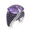 Oval Brass Micro Pave Cubic Zirconia Finger Rings for Women FS-WGFFB9D-02-3
