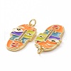 Brass Micro Pave Clear Cubic Zirconia Pendants KK-E068-VF021-3