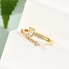 Oval Brass Micro Pave Clear Cubic Zirconia Open Cuff Rings for Women RJEW-G343-24G-3