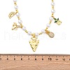 Brass Micro Pave Clear Cubic Zirconia Beaded Necklaces NJEW-Z059-05G-4