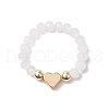 Glass & Brass Beaded Stretch Rings for Women RJEW-JR00858-02-2