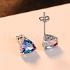 S925 Sterling Silver Cubic Zirconia Triangle Stud Earrings CX8701-3