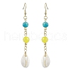 Cowrie Shell and Synthetic Turquoise & Natural Mashan Jade Dangle Earrings for Women EJEW-JE05814-1