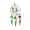 2Pcs 2 Styles Synthetic Turquoise Dyed Big Pendants PALLOY-JF02309-01A-3