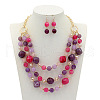 Alloy & Resin Beaded Multilayer Necklaces & Dangle Earrings Sets FS-WGF1004-02-1