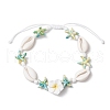 Starfish & Plumeria Synthetic Turquoise & Natural Cowrie Shell & Polymer Clay Beads Braided Bead Bracelets for Women BJEW-JB11847-3