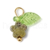 10Pcs Natural Unakite Flower Charms PALLOY-JF03765-07-3