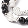2Pcs 2 Style Natural Dyed & Heated Black Agate & Howlite Beaded Stretch Bracelets Set BJEW-TA00163-6