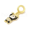 Rack Plating Brass Micro Pave Clear Cubic Zirconia Enamel European Dangle Charms KK-S380-27G-02-2