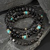 4Pcs 4 Styles Bohemian Style Natural Black Agate & Lava Rocl Beads Stretch Bracelets for Men LZ4135-1