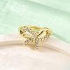 Brass Micro Pave Clear Cubic Zirconia Finger Rings for Women RJEW-U047-06G-2