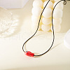 Fish Porcelain Pendant Black Wax Cord Necklaces FS-WG7FFA4-05-1