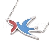 Colorful Enamel Swallow and Fish Pendant Necklace NJEW-G019-01P-1