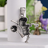 Retro 316 Surgical Stainless Steel Skull Playing Football Pendants STAS-E096-36AS-2