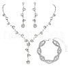 Brass Rhinestones Necklaces & Earring & Bracelets Sets for Women WGF929C-04-3